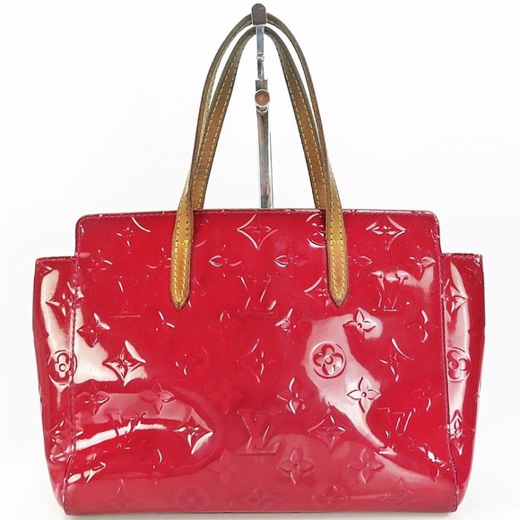 Louis Vuitton Glossy Red Tote with Brown Handles - Picture 2 of 14